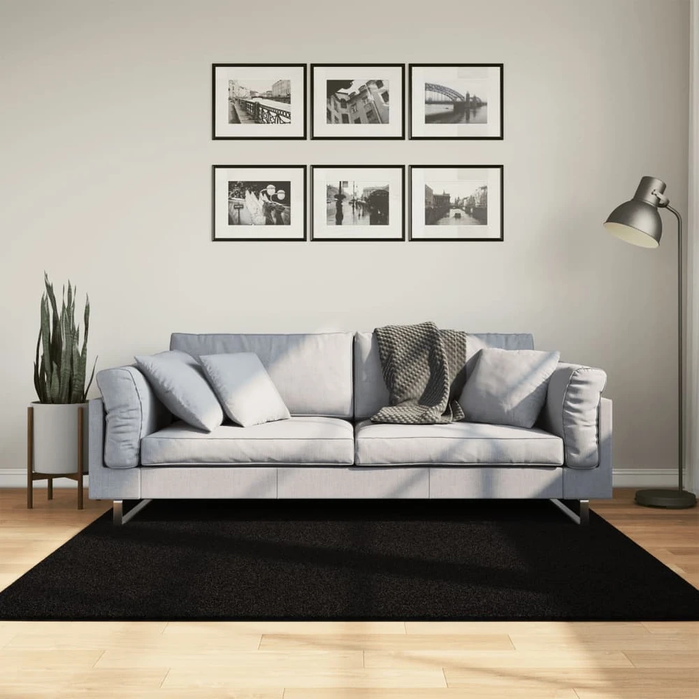 Kilimas HUARTE, juodas, 160x160cm, trumpi šereliai