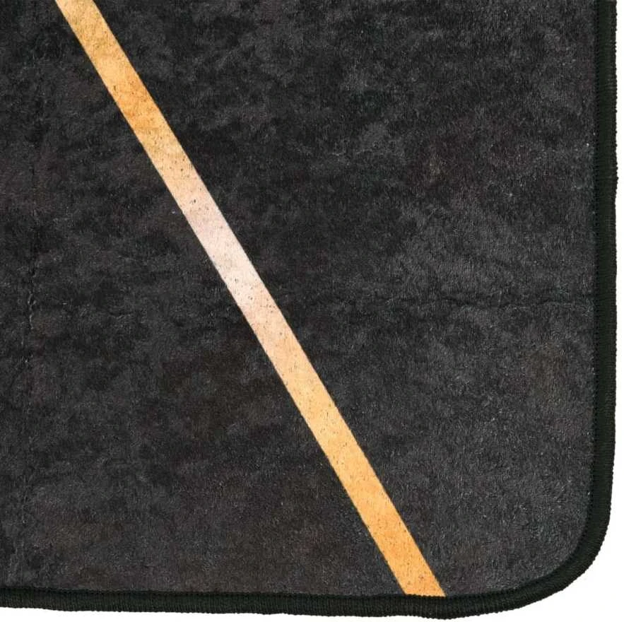 Kilimas, juodas/auksinis, 190x300cm, neslystantis, skalbiamas