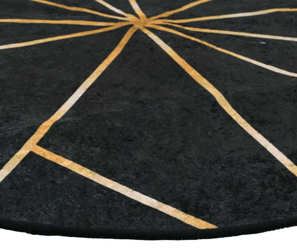 Kilimas, juodas ir auksinis, 120cm, neslystantis, plaunamas