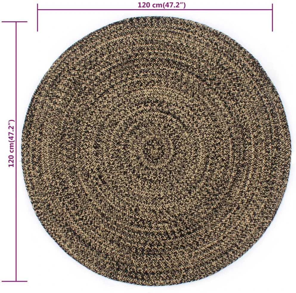 Kilimas, juodos ir natūralios sp., 120cm, džiutas, rankų darbo