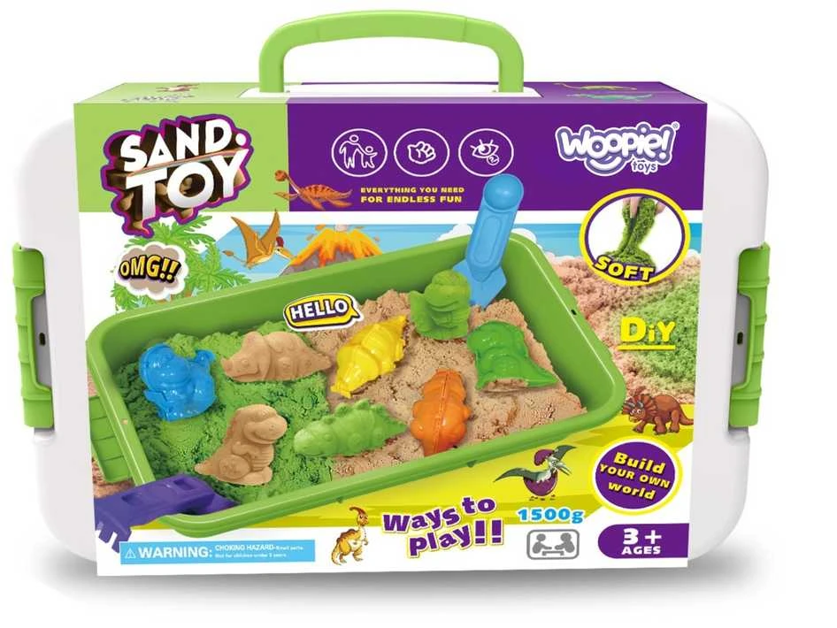 Woopie Kinetinis Smėlis 1,5kg XXL ZOO Safari Rinkinys su Formelėmis