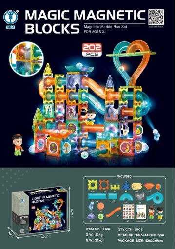 Ramiz Rinkinys Magnetic Blocks 202 dalys