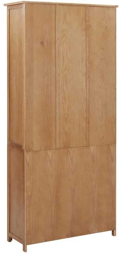 Knygų spinta su 4 durelėmis, 90x35x200cm, ąžuolas ir stiklas