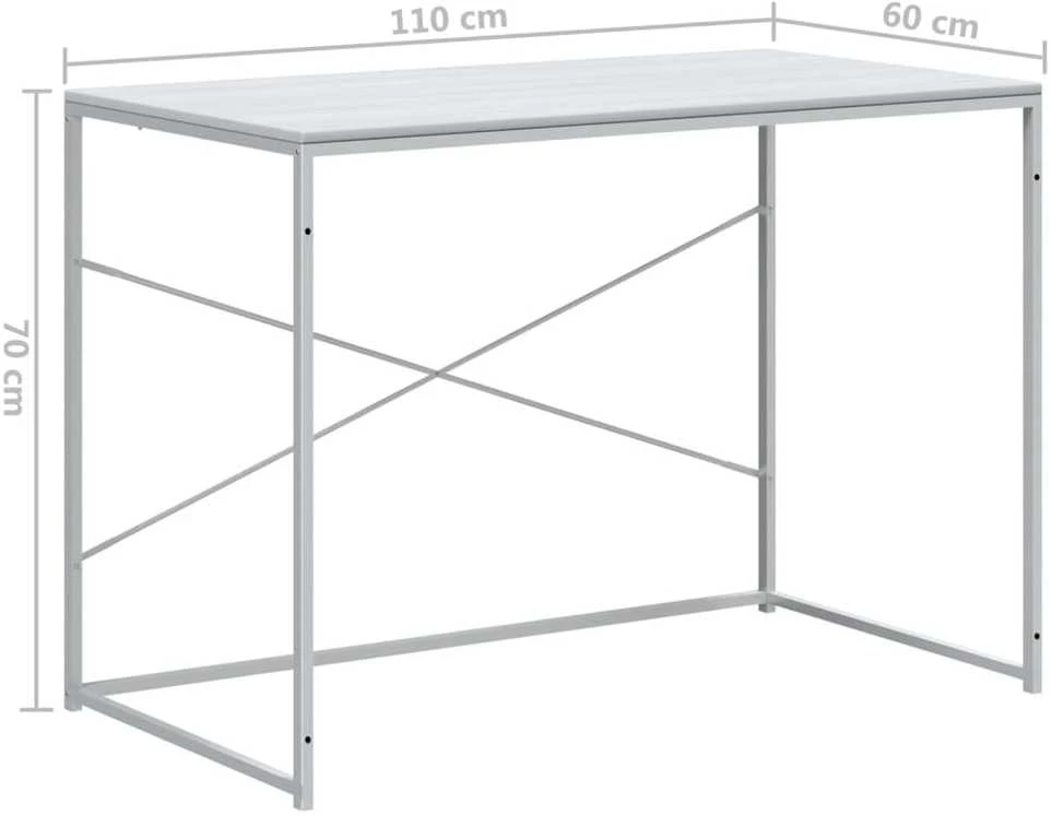 Kompiuterio stalas, baltas, 110x60x70cm, apdirbta mediena
