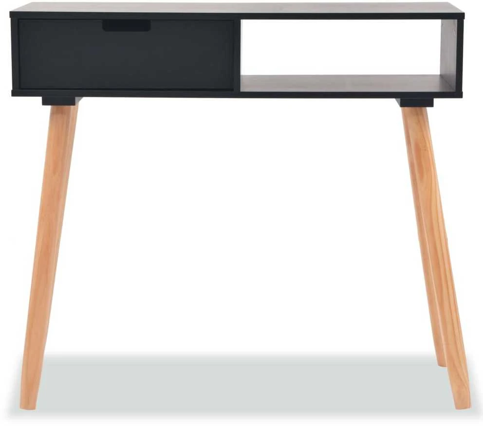 Konsolinis stalas, masyvi pušies mediena, 80x30x72cm, juoda