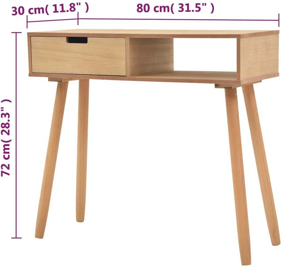 Konsolinis stalas, masyvi pušies mediena, 80x30x72cm, ruda