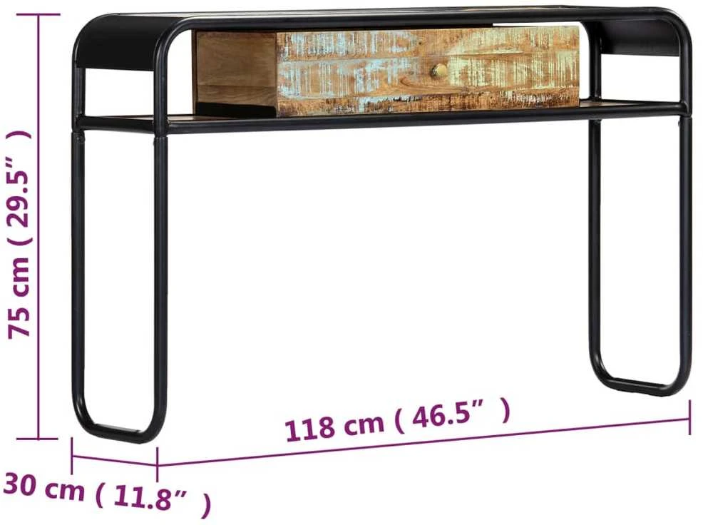 Konsolinis staliukas, 118x30x75 cm, perdirbtos medienos masyvas