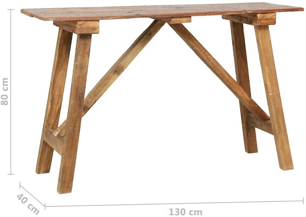 Konsolinis staliukas, 130x40x80cm, mišri perdirbta mediena 283916