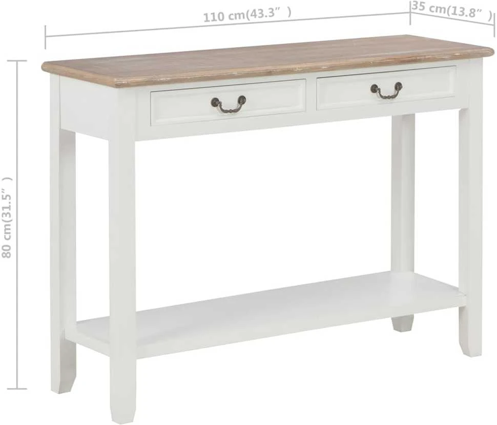 Konsolinis staliukas, baltos sp., 110x35x80cm, mediena