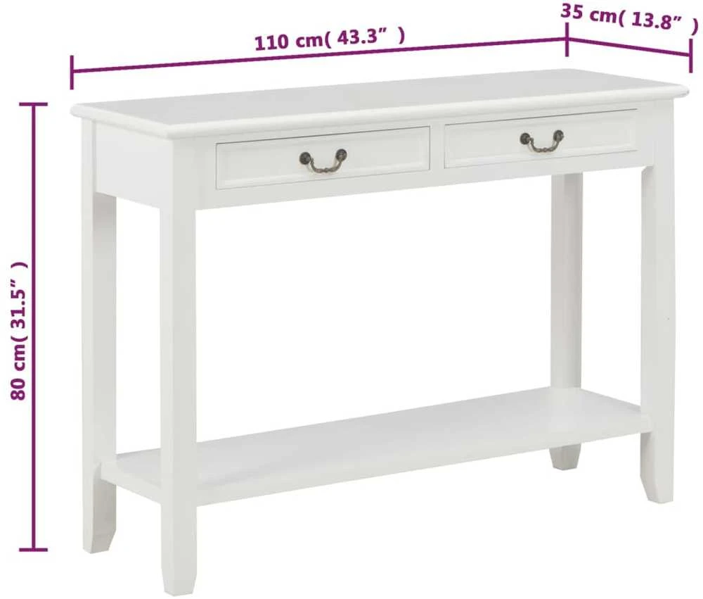 Konsolinis staliukas, baltos sp., 110x35x80cm, mediena