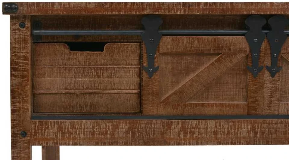 Konsolinis staliukas, eglės med. masyvas, 131x35,5x75cm, rudas
