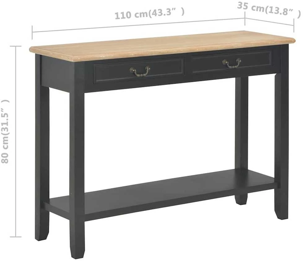 Konsolinis staliukas, juodas, 110x35x80cm, mediena