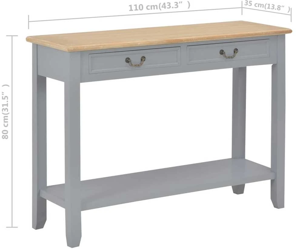 Konsolinis staliukas, pilkas, 110x35x80cm, mediena