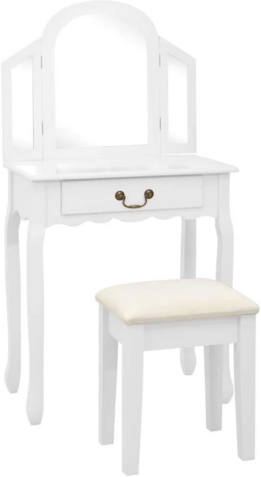Kosmetinis staliukas, baltas, 65x36x128cm, paulovnija ir MDF
