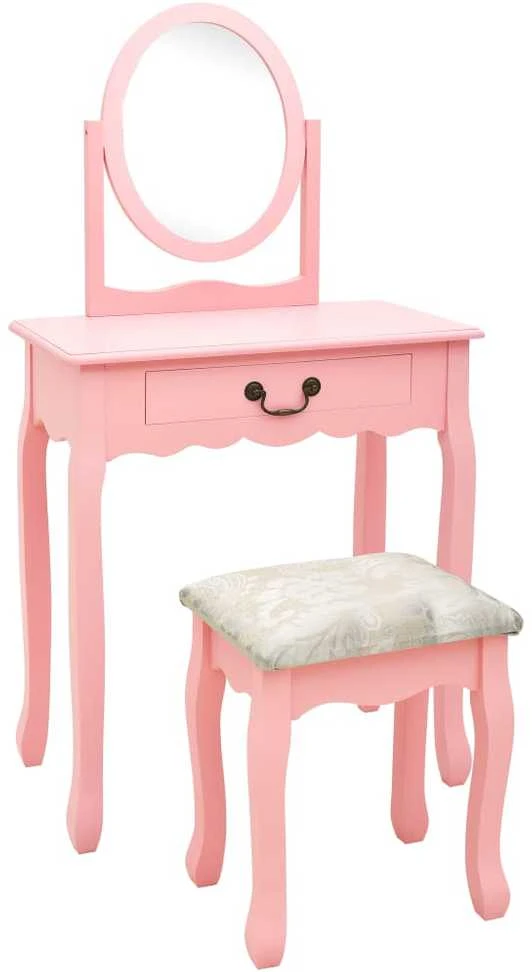 Kosmetinis staliukas, rožinis, 65x36x128cm, paulovnija ir MDF