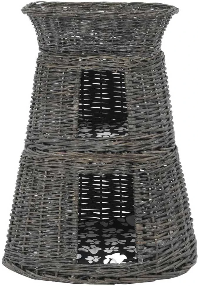 Krepšių katėms rinkinys, 3 dalių, pilkas, 47x34x60cm, gluosnis