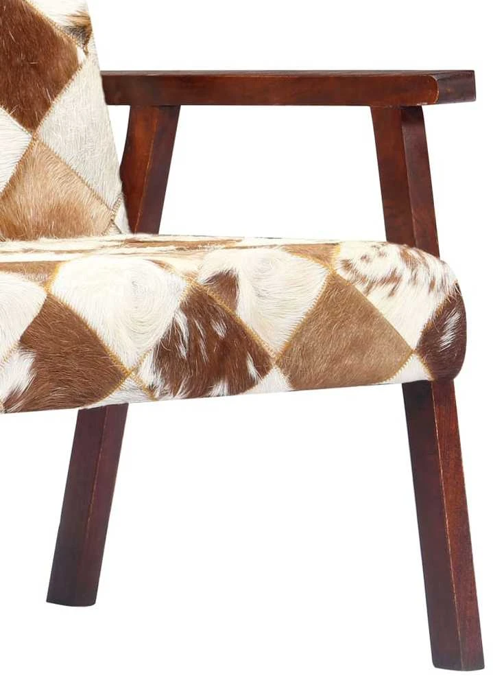 Fotelis Krėslas, baltos ir rudos sp., tikra ožkos oda