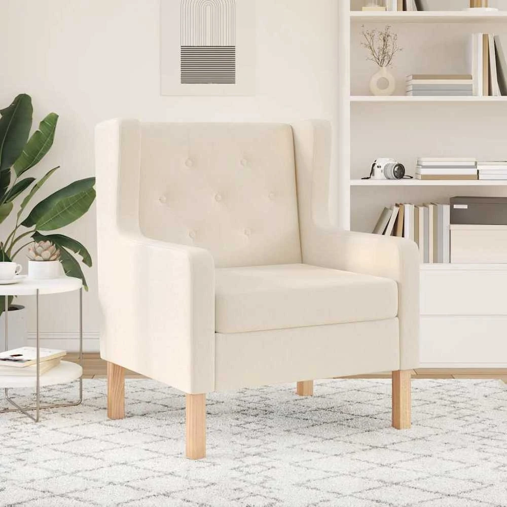 Fotelis Krėslas, kreminė balta, audinys