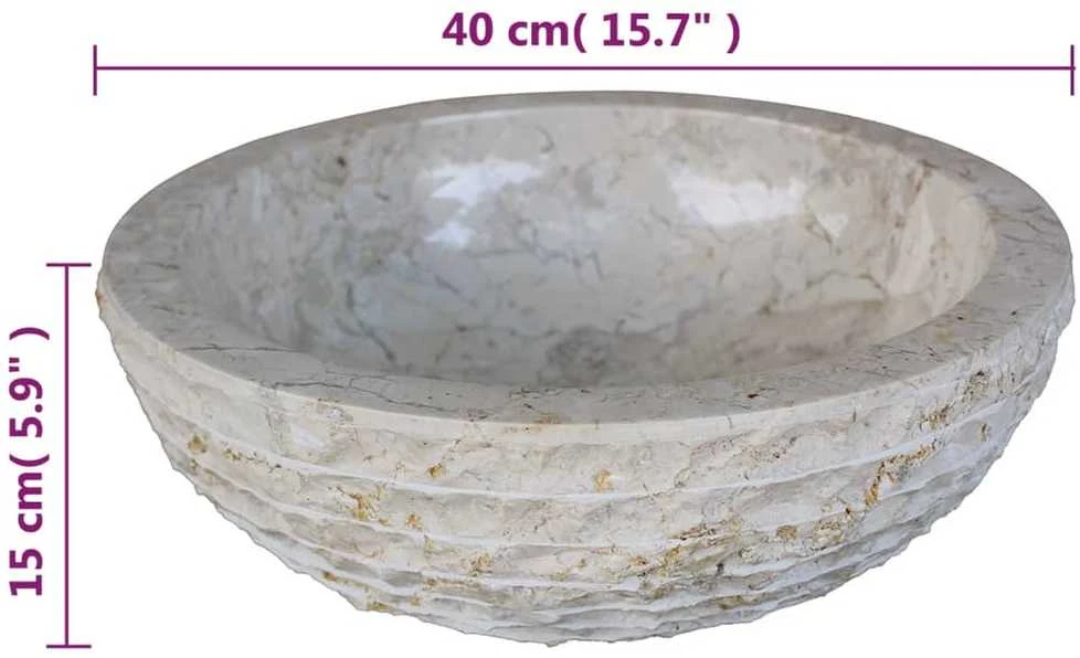 Kriauklė, kreminė, 40 cm, marmuras
