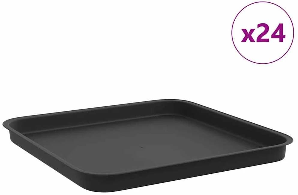 Kvadratinis gėlių padėklas 24 vnt. Juoda 32 x 32 x 2,5 cm