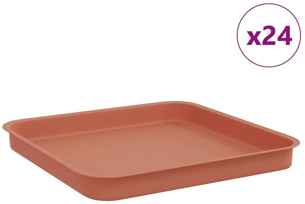 Kvadratinis gėlių padėklas 24 vnt. Raudona plyta Plastmasė