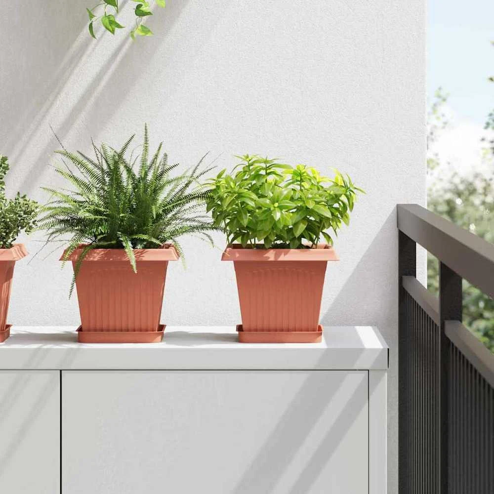 Kvadratinis gėlių padėklas 24 vnt. Raudona plyta 15 x 15 x 2 cm