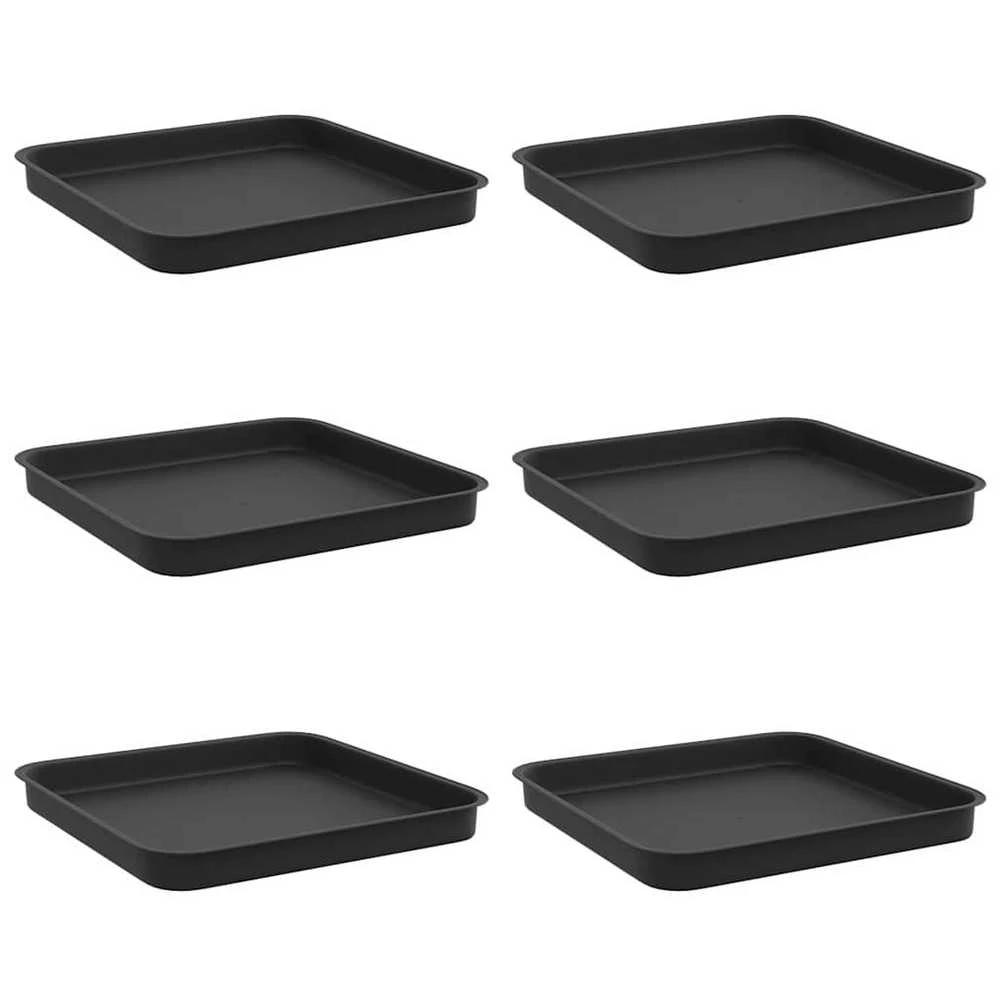 Kvadratinis gėlių padėklas 6 vnt. Juoda 25,5 x 25,5 x 2,5 cm