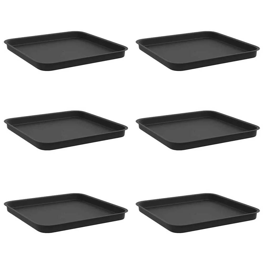 Kvadratinis gėlių padėklas 6 vnt. Juoda 32 x 32 x 2,5 cm