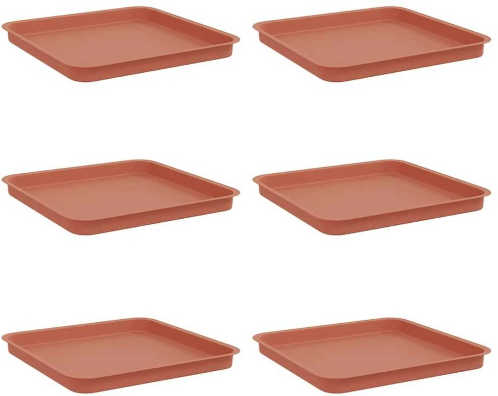 Kvadratinis gėlių padėklas 6 vnt. Raudona plyta Plastmasė