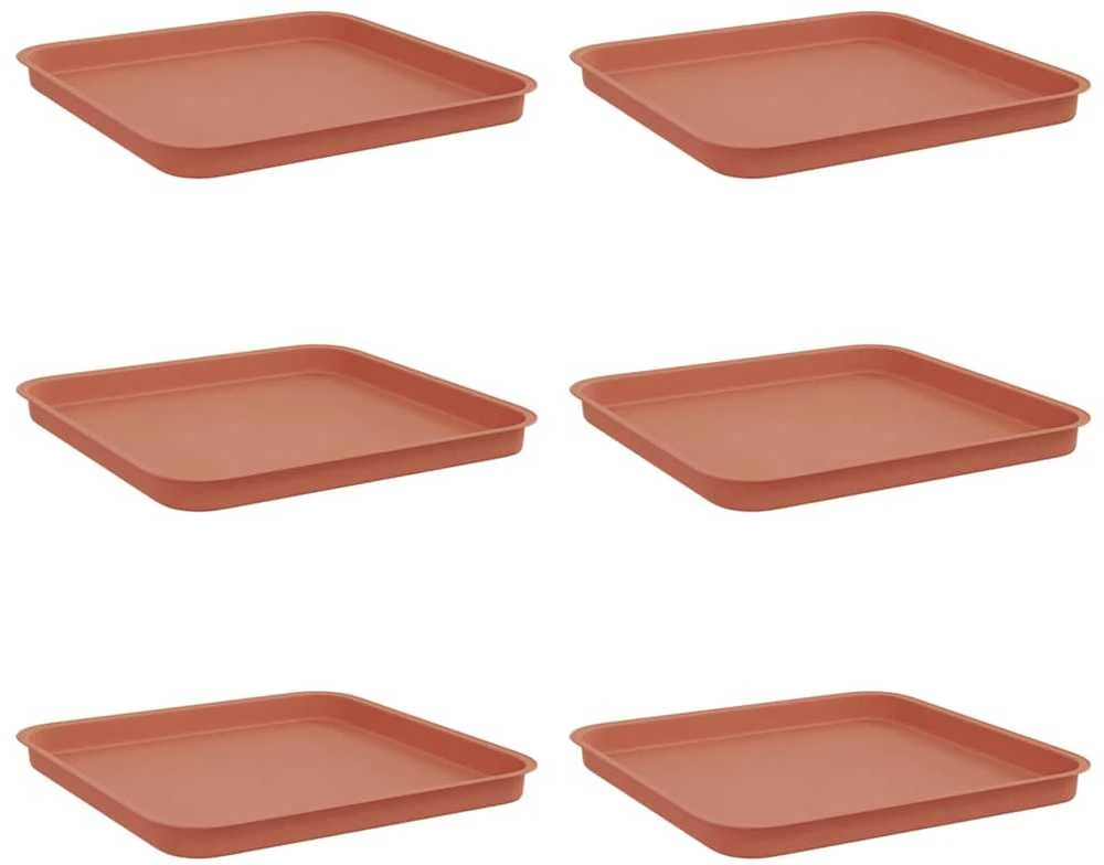 Kvadratinis gėlių padėklas 6 vnt. Raudona plyta Plastmasė