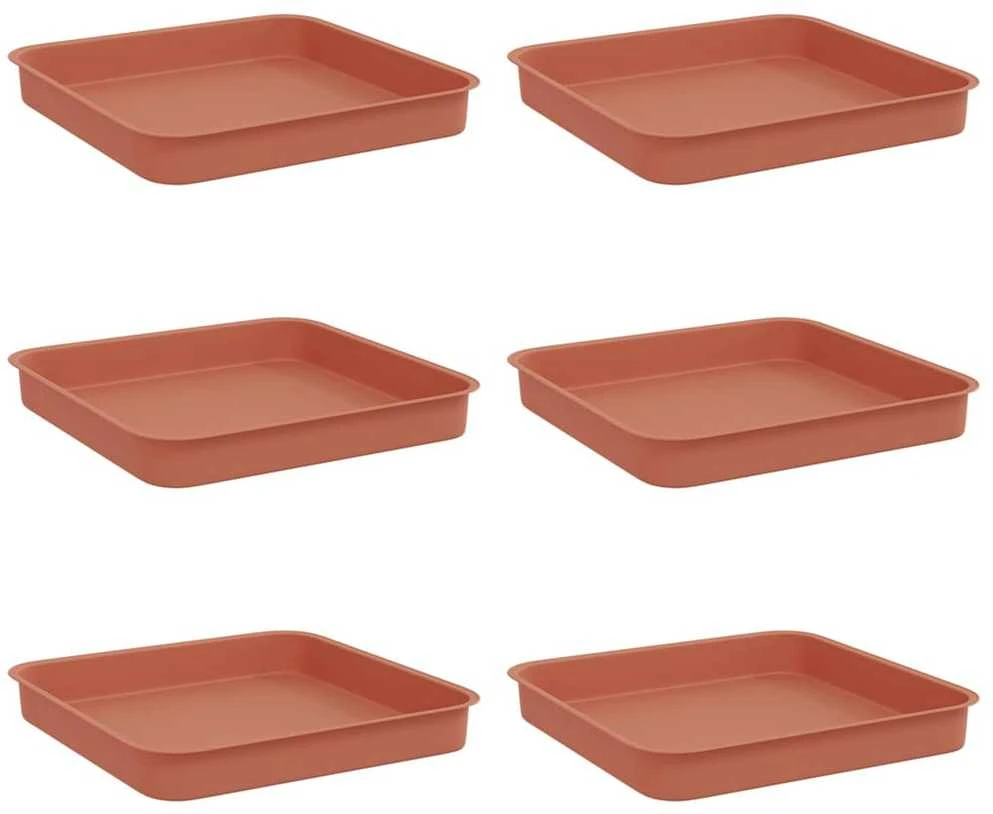 Kvadratinis gėlių padėklas 6 vnt. Raudona plyta 15 x 15 x 2 cm