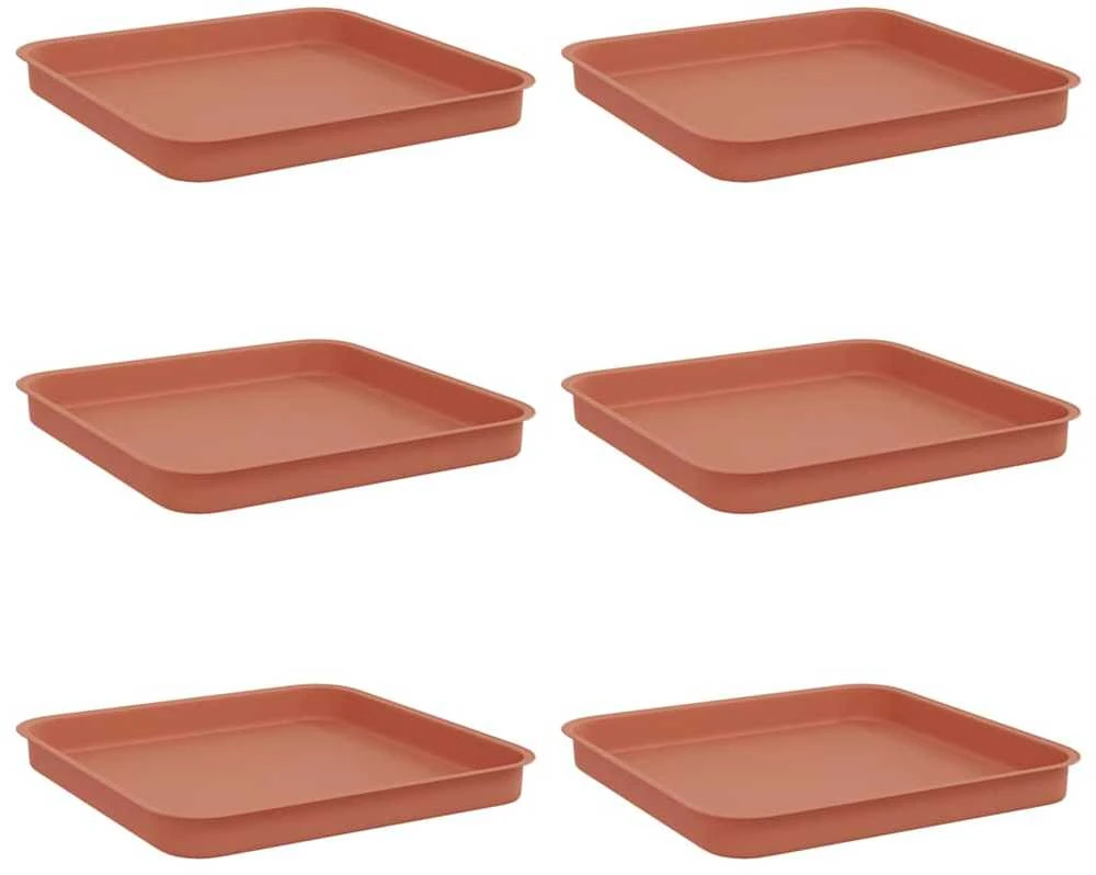 Kvadratinis gėlių padėklas 6 vnt. Raudona plyta Plastmasė
