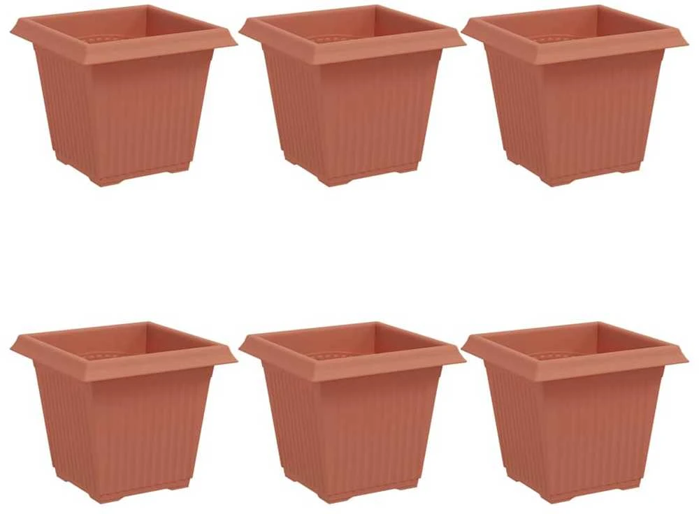 Kvadratinis gėlių vazonas 6 pcs Raudona plyta 16 x 16 x 14 cm