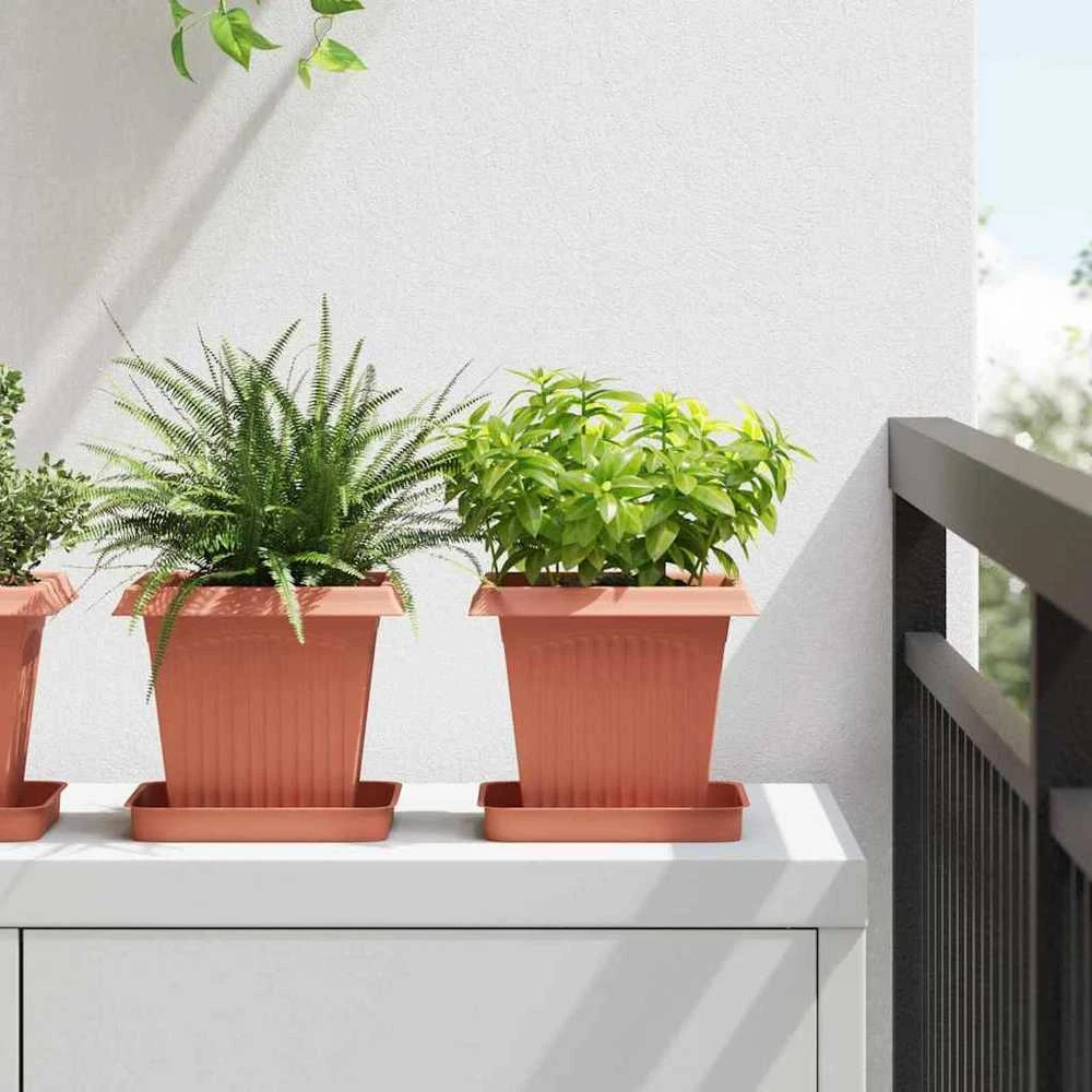 Kvadratinis gėlių vazonas 6 pcs Raudona plyta 16 x 16 x 14 cm