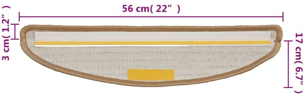 Laiptų kilimėliai, 10vnt., smėlio spalvos, 56x17x3cm