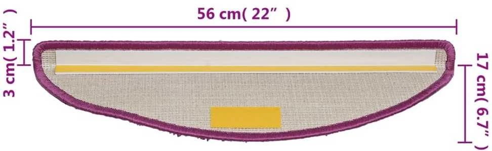Laiptų kilimėliai, 10vnt., violetinės spalvos, 56x17x3cm