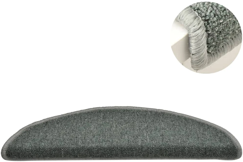 Laiptų kilimėliai, 15vnt., tamsiai žalios spalvos, 56x17x3cm