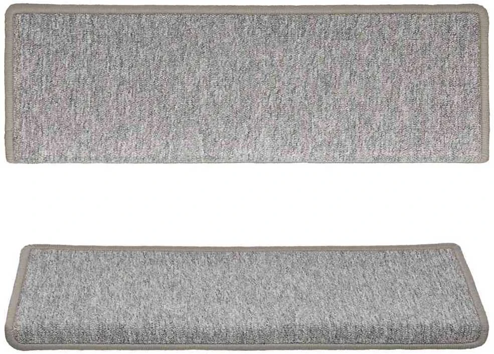 Laiptų kilimėliai, 15vnt., šviesiai pilkos spalvos, 65x21x4 cm