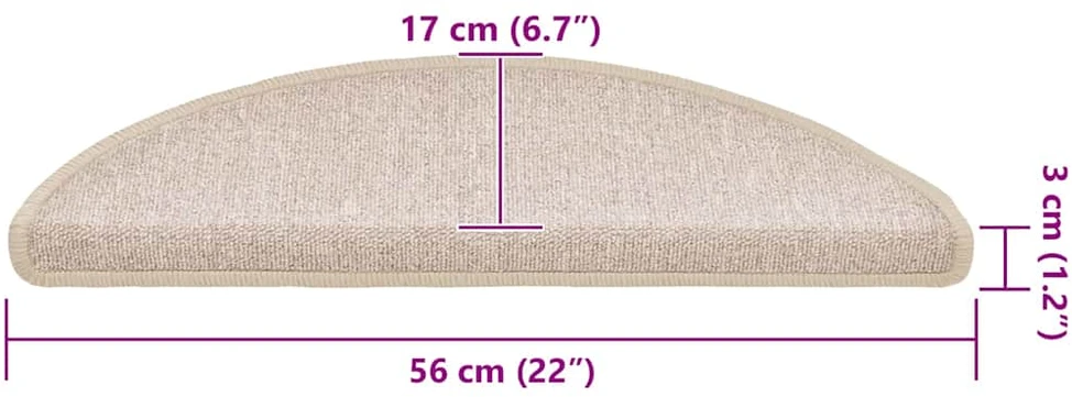 Laiptų kilimėliai, 20 vnt., 56x17x3 cm, pilkai rudi, pusapvaliai