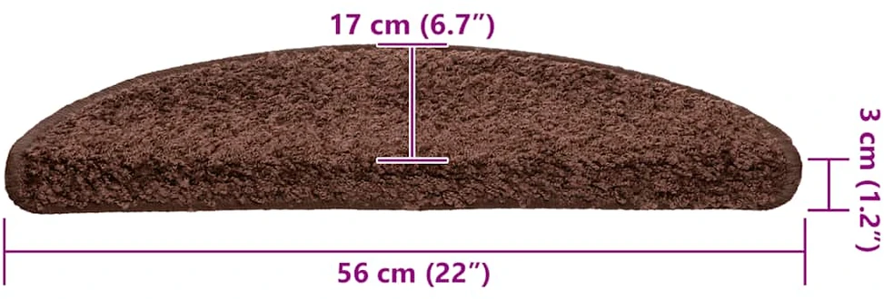 Laiptų kilimėliai, 20 vnt., 56x17x3 cm, rudi, pusapvaliai
