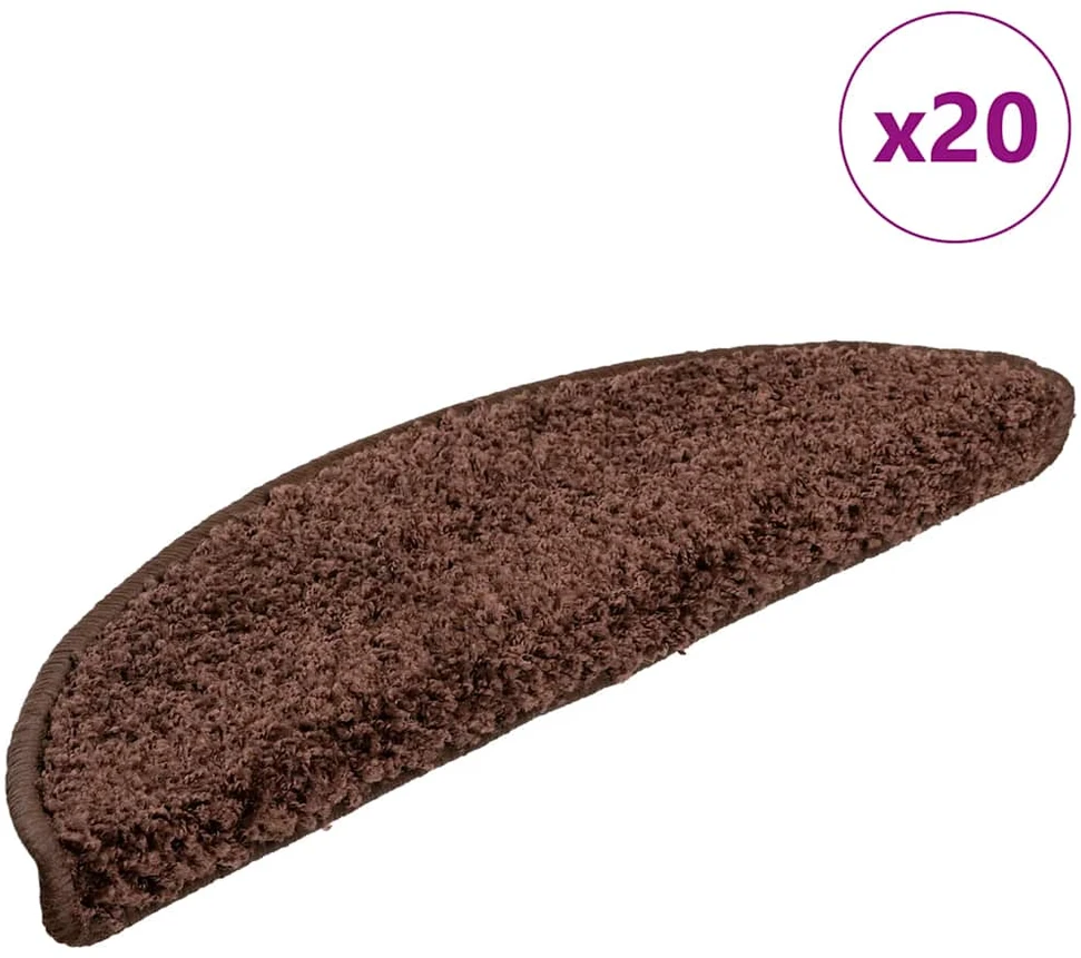 Laiptų kilimėliai, 20 vnt., 56x17x3 cm, rudi, pusapvaliai