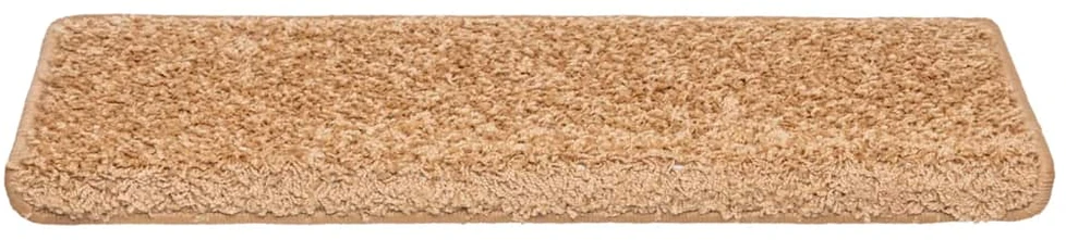 Laiptų kilimėliai, 20 vnt., 65x21x4 cm, smėlio spalvos, stačiakampiai kraštai