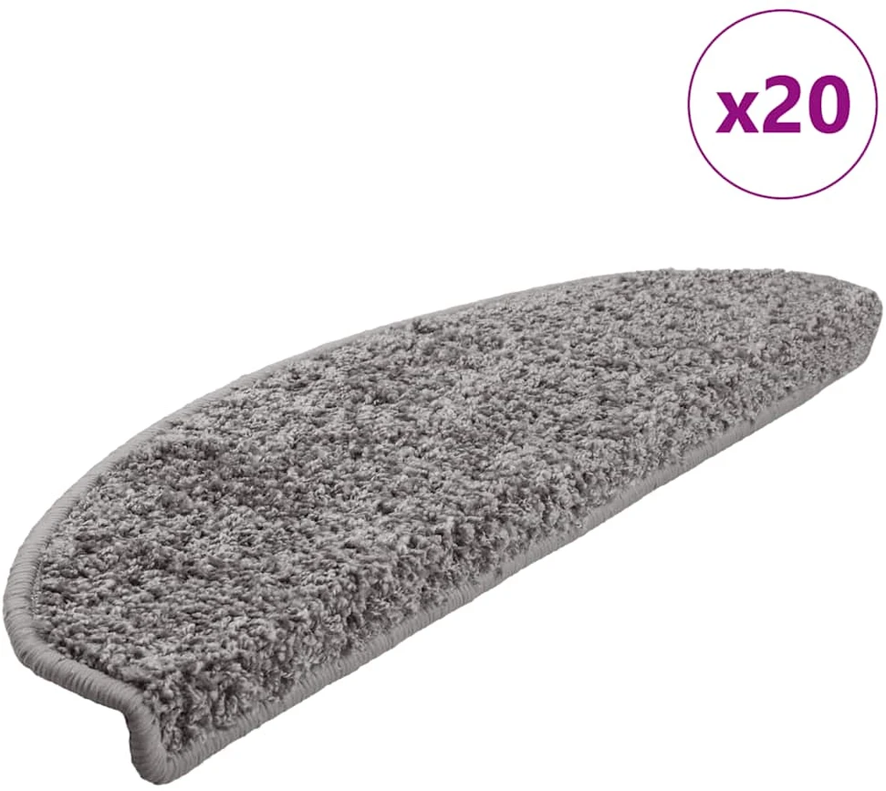 Laiptų kilimėliai, 20 vnt., pilki, 65x21x4 cm, dideli, pusapvaliai