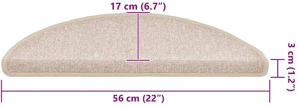 Laiptų kilimėliai, 30 vnt., 56x17x3 cm, pilkai rudi, pusapvaliai