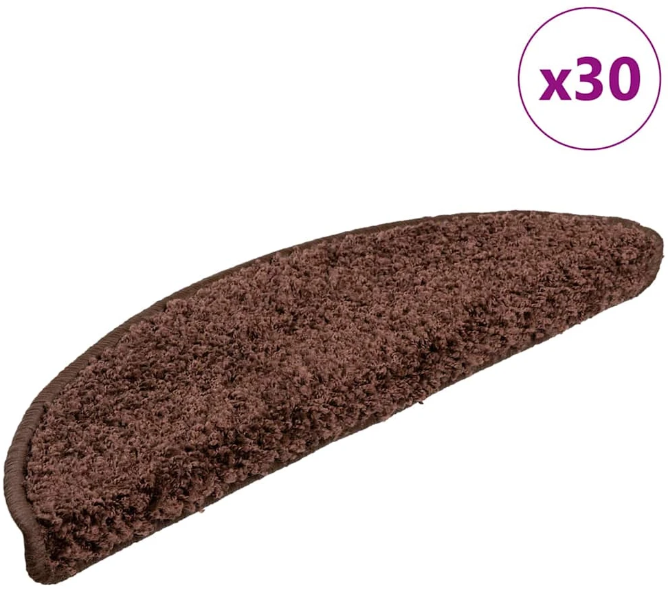 Laiptų kilimėliai, 30 vnt., 56x17x3 cm, rudi, pusapvaliai