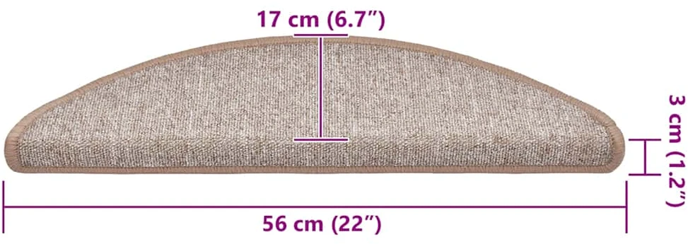 Laiptų kilimėliai, 30 vnt., 56x17x3 cm, šviesiai rudi, pusapvaliai