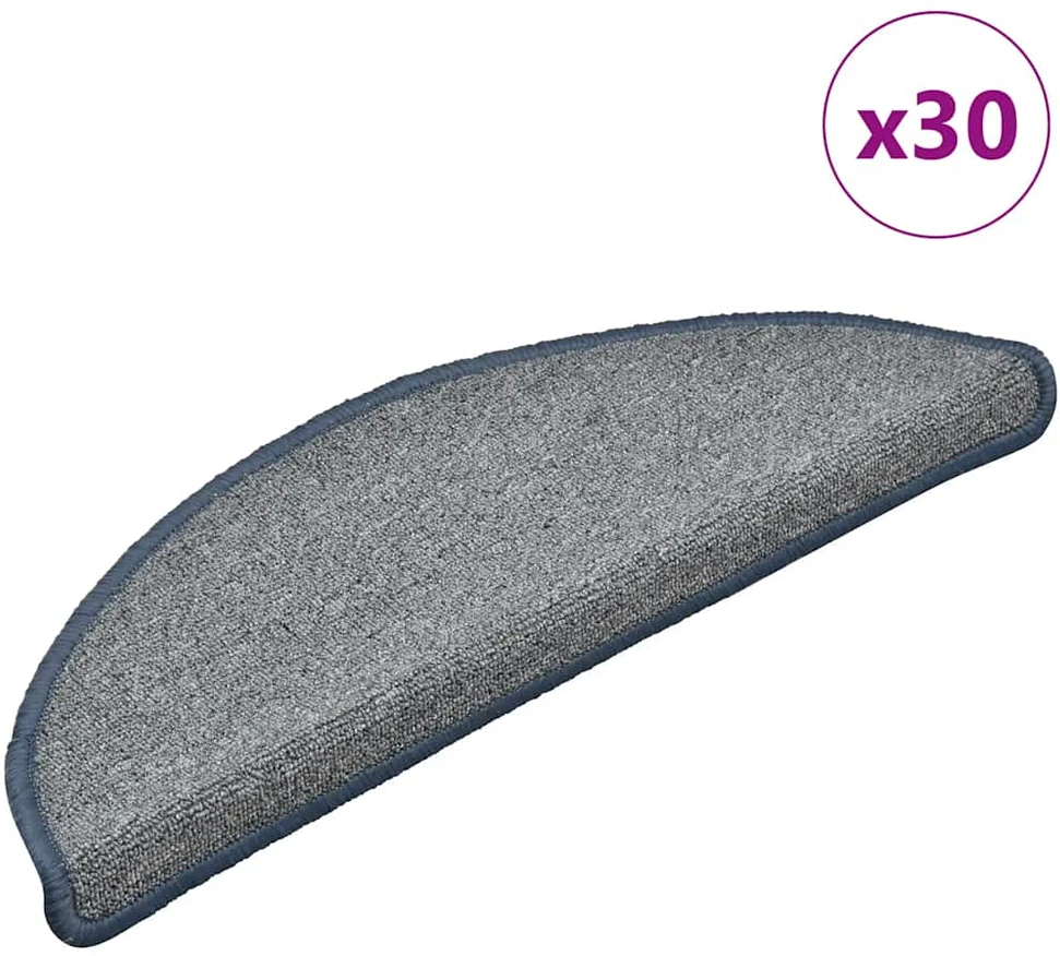 Laiptų kilimėliai, 30 vnt., 56x17x3 cm, šviesiai pilki ir mėlyni, pusapvaliai