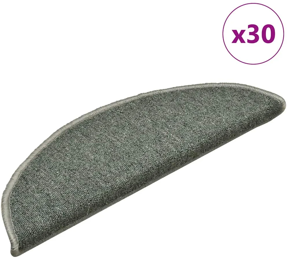 Laiptų kilimėliai, 30 vnt., 56x17x3 cm, tamsiai žali, pusapvaliai