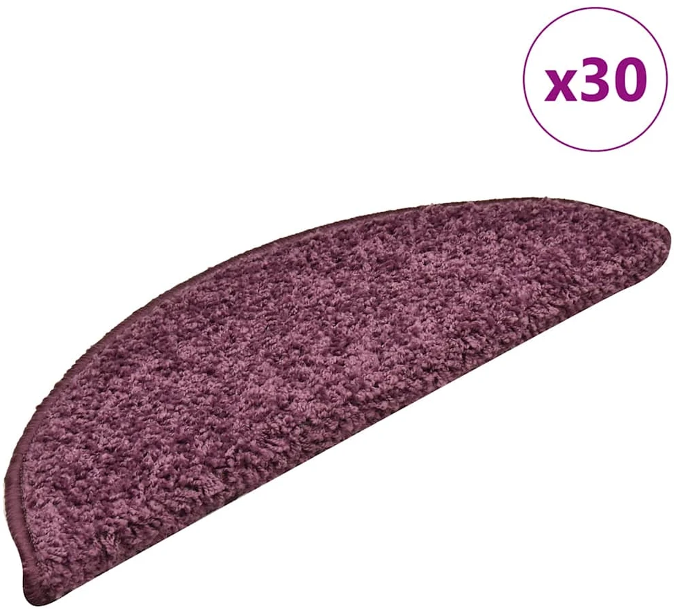 Laiptų kilimėliai, 30 vnt., 56x17x3 cm, tamsiai violetiniai, pusapvaliai