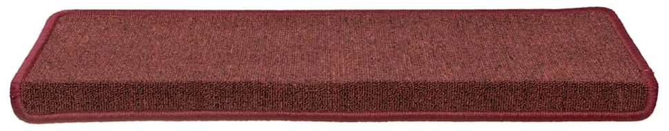 Laiptų kilimėliai, 30 vnt., 65x21x4 cm, bordo spalvos, stačiakampiai kraštai